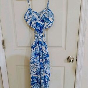 SHEIN Blue and White Floral Maxi Dress